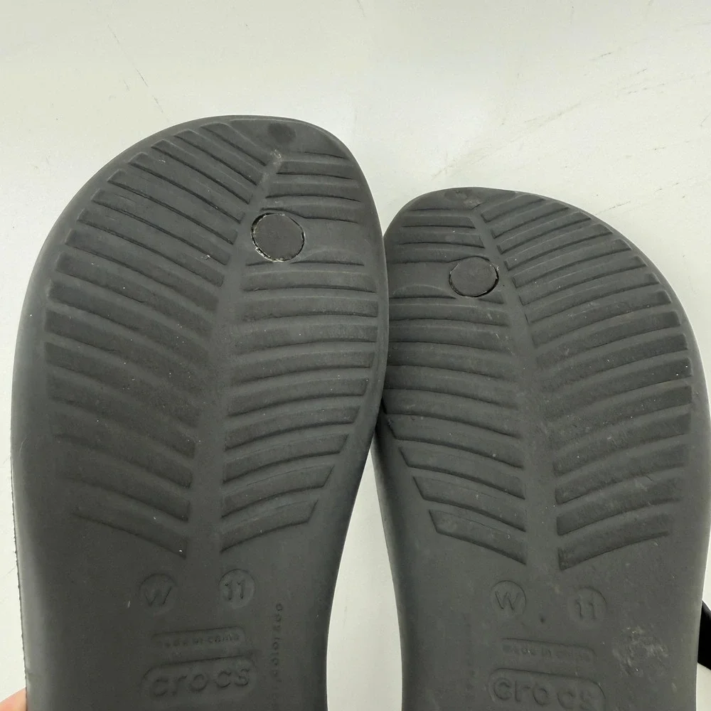 Crocs Sexi Flip Sandal Slip On Black Women 11 Slingback Thong Casual Barefoot